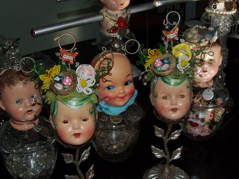 Altering dolls is still one of my favorite things to do. circa 2008 Doll Head Crafts, Assemblage Art Dolls, Altered Art Projects, Open Art, Found Object Art, Spirit Dolls, Found Art, Junk Art, Creepy Dolls