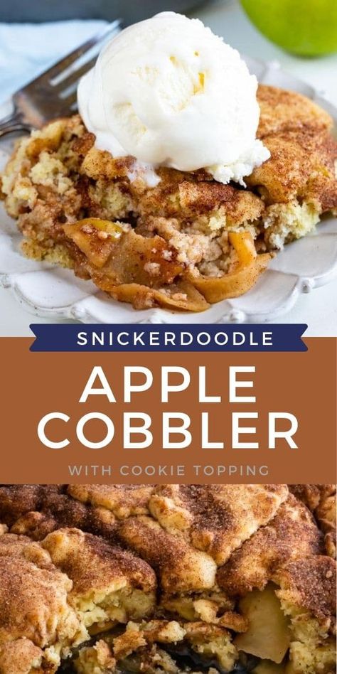 Cookie Crumble Topping, Snickerdoodle Apple Cobbler, Snickerdoodle Desserts, Homemade Apple Cobbler, Gooey Desserts, Sweets Board, Apples Recipes, Cobbler Recipes Easy, Apple Cobbler Recipe