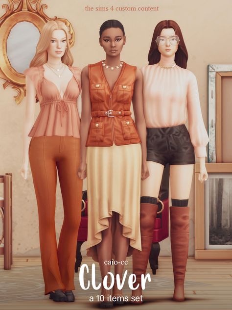 Hii! A new set is out, 8 pieces inspired by contemporary trends. BG Compatible T-E Custom Tumbnails 35 colors from by default clothing palette 9 patterns swatchs 15 leather swatchs Female 🔗… Clothing Palette, Sims 4 Cc Clothes, Sims Love, Evelynn League Of Legends, Packing Clothes, Sims 4 Dresses, Sims 4 Mm, Sims4 Clothes, Sims 4 Cc Packs