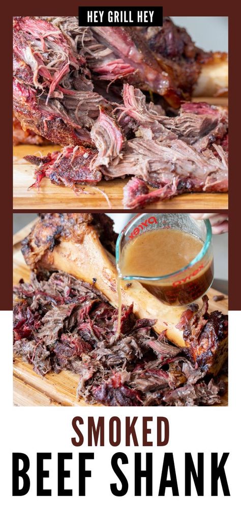 Shank Beef Recipe, Smoked Beef Shank Recipe, Smoked Beef Shank, Thors Hammer Beef Shank, Smoked Shredded Beef, Traeger Ideas, Bbq Recipes Sides, Beef Shank Recipe, Smoked Beef Short Ribs