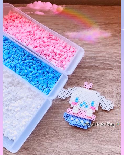 3d Cinnamoroll Perler Beads, Cinnamoroll Perler Beads, Cinnamoroll Perler, Perler Beads 3d, Hannah Ideas, Hama Beads 3d, Bead Templates, Perler Designs, Cute Sanrio