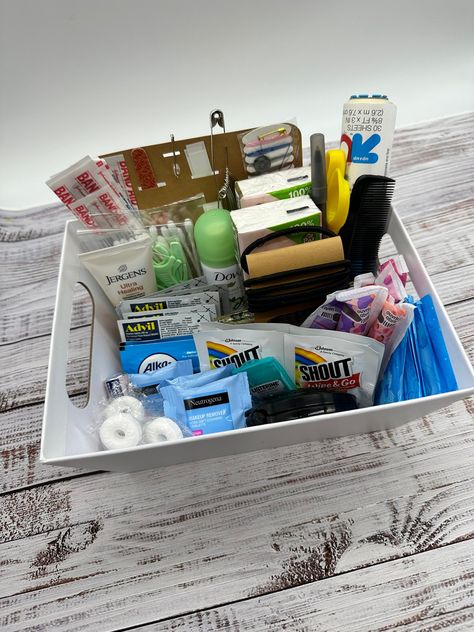 Personalized Bridal Bathroom Emergency Kit - Wedding day Essentials – Craftingisadreamjob Bathroom Emergency Kit, Wedding Reception Bathroom Baskets, Bathroom Gift Basket, Reception Bathroom Basket, Wedding Reception Bathroom, Guest Welcome Baskets, Wedding Planning Checklist Timeline, Bridal Emergency Kits, Bathroom Basket Wedding