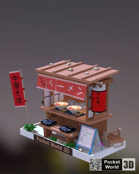 Food Cart Design, Ramen Restaurant, Ramen Shop, Japanese Festival, Food Truck Design, Isometric Art, Food Graphic Design, Minecraft Blueprints, Food Stall