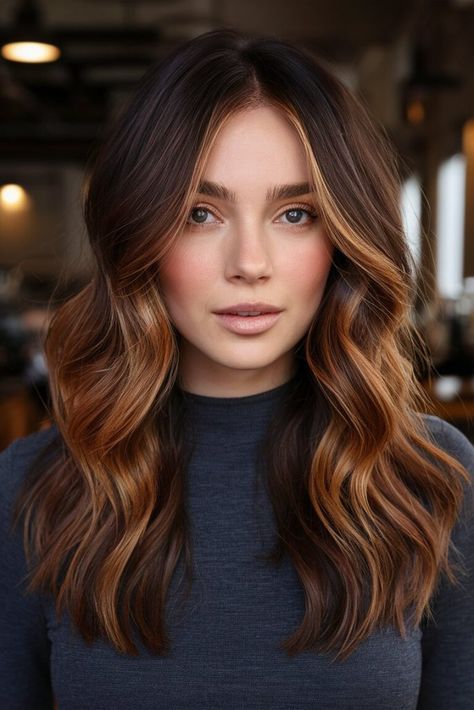 Soft Caramel Highlights, Fall Highlights For Brown Hair, Brown With Caramel Highlights, Cinnamon Hair Colors, Highlights For Brown Hair, Fall Highlights, Caramel Brown Hair, Highlights For Dark Brown Hair, Chestnut Brown Hair