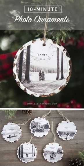 Crafted Gifts, Photo Christmas Ornaments, Cadeau Diy, Christmas Ornaments Homemade, Photo Ornaments, Handmade Christmas Gifts, Christmas Ornament Crafts, Homemade Christmas Gifts, Tree Gift