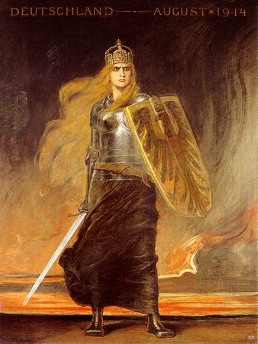 1914 ... Germania | artist - Friedrich August von Kaulbach | James Vaughan | Flickr Ww1 Propaganda Posters, Norse Myth, Holy Roman Empire, A4 Poster, Propaganda Posters, Historical Art, Norse Mythology, Classical Art, Vintage Artwork