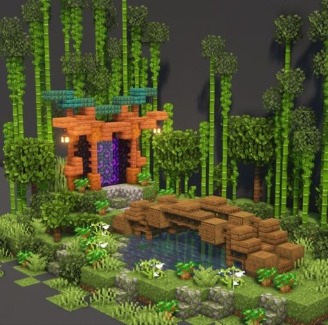 Garden Minecraft, Minecraft Portal, Minecraft Japanese House, Minecraft Japanese, Minecraft Garden, Rumah Minecraft Sederhana, Minecraft Structures, Bangunan Minecraft, Minecraft Farm