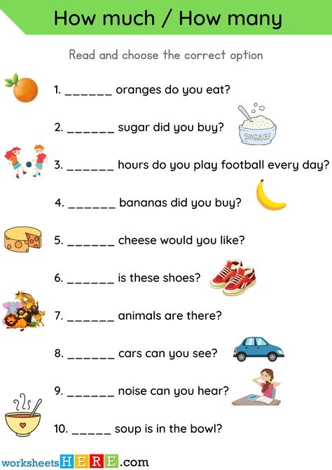 How much or How many Exercises and Answers with Pictures Examples PDF Worksheet - WorksheetsHere.com How Much And How Many Worksheet, Much And Many Worksheet, How Many Worksheet, Materials Worksheet, Nouns In English, Countable And Uncountable Nouns, Uncountable Nouns, Matter Worksheets, Classroom Charts