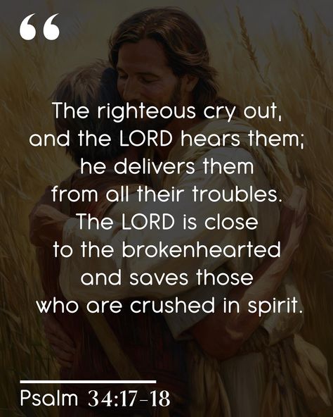 The righteous cry out, and the Lord hears them; he delivers them from all their troubles. The Lord is close to the brokenhearted and saves those who are crushed in spirit. -Psalm 34:17-18 In moments of deep sorrow and daunting trials, there is a promise of divine comfort that transcends all understanding. “He Heard My Cry,” inspired by Psalm 34:17-18, depicts this sacred assurance of solace and peace. With this painting, I wanted to show the Savior’s unwavering presence in our lives, especia... Psalm 34 17, Cry Out, Psalm 34, Daughters Of The King, Our Life, Psalms, Me Quotes, In This Moment, Quotes