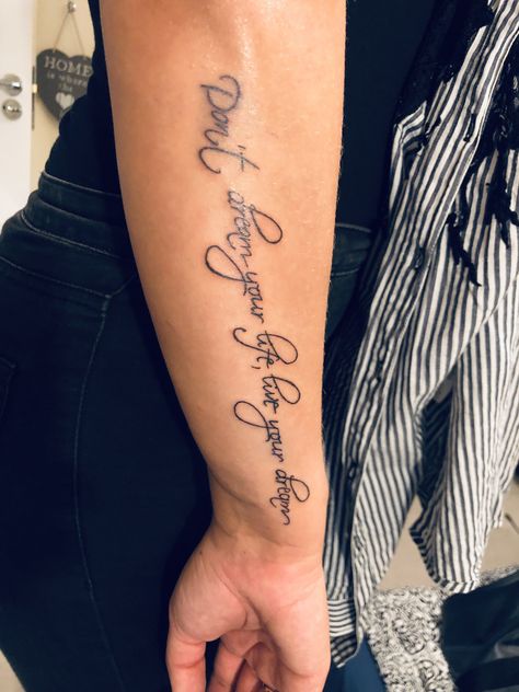 Don’t dream your life, love your dream 🖤 #tattoo #dontdreamyourlifeliveyourdream #tattoosforwomen #tattooquotes Follow Your Dreams Tattoo, Tattoo Back Of Leg, Dreams Tattoo, Tattoo Back, Follow Your Dreams, Dream Tattoos, My Ancestors, Tattoo Idea, Infinity Tattoo