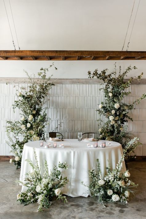 The Meadows Raleigh Wedding Venue Main Wedding Table Decor, Sweetheart Table Wedding Backdrop, Wedding Main Table, Main Table Wedding, Sweetheart Table Backdrop, Sweetheart Table Flowers, Reception Head Table, Brides Table, Head Table Backdrop