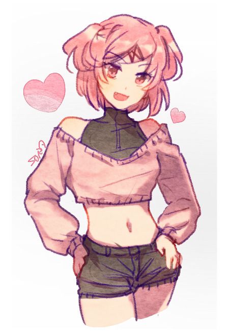 Natsuki Fanart [DDLC] - Artist is linked Natsuki Fanart, Ddlc Natsuki, Ddlc Fanart, Natsuki Ddlc, Dibujo Simple, Princess Games, Oki Doki, Psychological Horror, Anime Baby