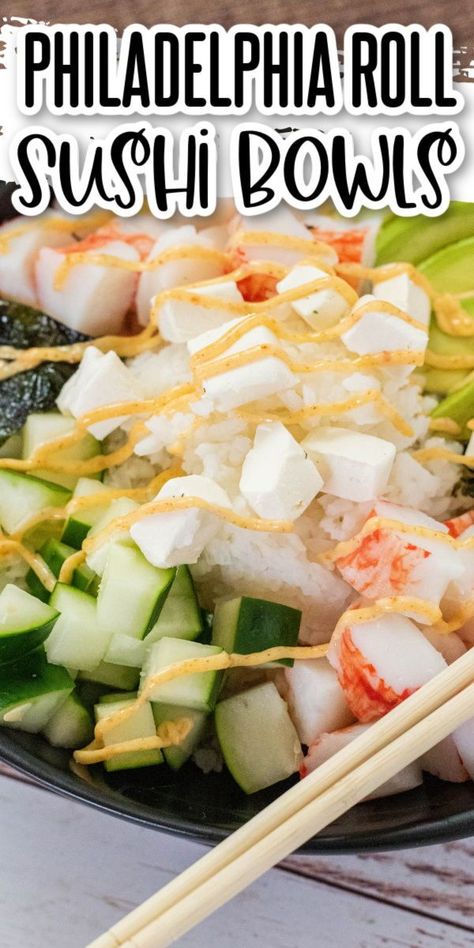 Philadelphia Roll Sushi, Philadelphia Roll, Sushi Bowl Recipe, Sushi Bowls, Sushi Recipes Homemade, Roll Sushi, Sushi At Home, Healthy Bowls Recipes, Prep Lunch