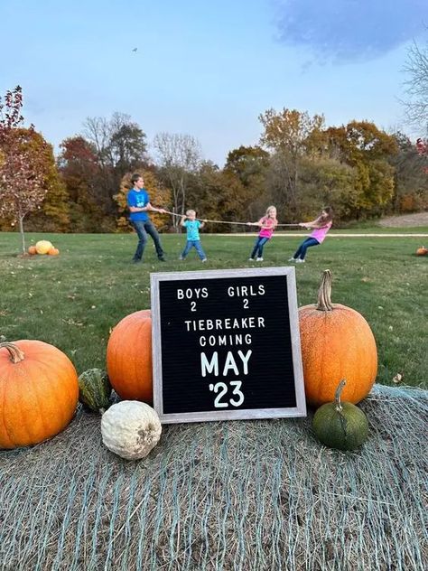 20+ "Last Baby" Pregnancy Announcement Ideas - Leaf and Steel Tie Breaker Gender Reveal Ideas, Officially Outnumbered Announcement, Tiebreaker Pregnancy Announcement, Tie Breaker Pregnancy Announcement, 5th Baby Announcement, Tie Breaker Gender Reveal, Tie Breaker Baby Announcement, Third Child Announcement, Last Baby Pregnancy Announcement