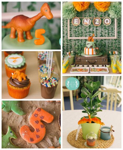 Orange and Green Dinosaur Birthday Party with Such Darling Ideas via Kara's Party Ideas KarasPartyIdeas.com #dinosaurparty #boyparty #dinosa... Dino Birthday Decor, Orange Dinosaur, Dinosaur Party Favors, 5th Birthday Party Ideas, Dragon Birthday, Birthday Themes For Boys, Green Dinosaur, Dinosaur Theme Party, Dino Birthday