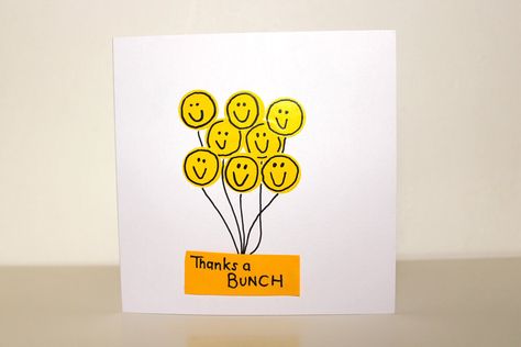 Thank You Smiley Faces, Thank You Cards Homemade Handmade, Thank You Cards Diy Handmade Easy, Homemade Thank You Cards Diy, Kids Thank You Cards Diy, Easy Thank You Cards Diy, Home Made Thank You Cards, Thank You Card Homemade, Thank You Card Design Ideas Handmade