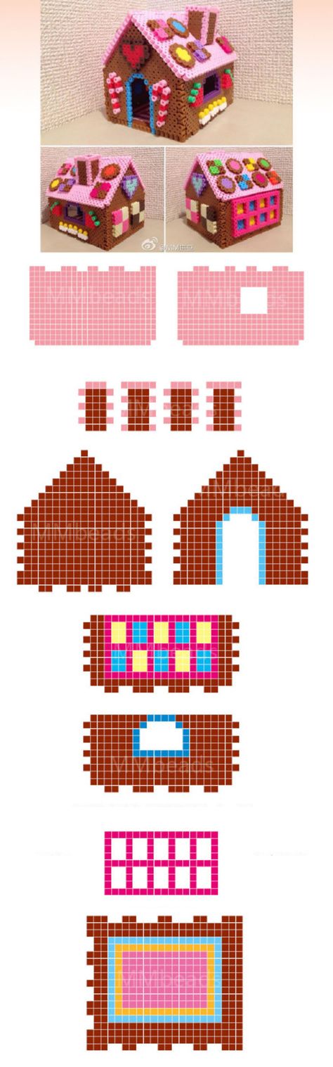 Cool Perler Bead Patterns Sculptures & Statues, Peeler Bead Gingerbread House, 3d Perler Bead Gingerbread House, Perler Bead Haunted House, Perler Bead House 3d, Perler Bead Doll House, Perler Bead Gingerbread House, Perler Bead House, 3d Gingerbread