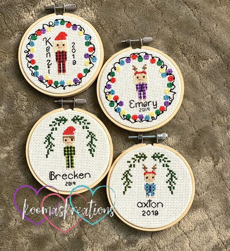 KoomasKreations on Instagram: “Just love the buffalo plaid pajamas, especially all the colors this customer chose 🥰. Thankful for all the orders this holiday season!! . .…” Cross Stitch People, Cross Stitch Ornaments, Stitch Ornaments, Stitch People, Buffalo Plaid Pajamas, Cross Stitch Family, Stitch Character, Name Christmas Ornaments, Baby Cross Stitch Patterns