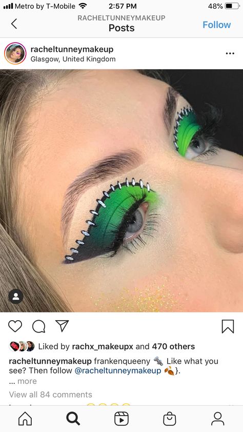 Oogie Boogie Halloween Makeup, Oogie Boogie Eye Makeup, Oggie Boogie Make Up Ideas, Frankenstein Eyeshadow, Oogie Boogie Makeup Ideas, Oogie Boogie Makeup, Halloween Eyeliner, Frankenstein Makeup, Fantasy Eyes