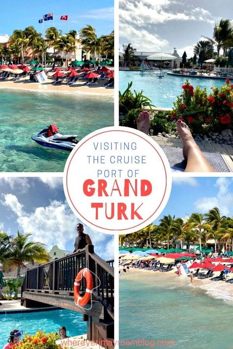 There are so many awesome things to do at the cruise port of Grand Turk in the Turks & Caicos Islands, but honestly lounging at Margaritaville (the largest in the #Caribbean) is free and fantastic! #cruiseport #cruise #grandturk #turksandcaicos #margaritaville Turks And Caicos Cruise Port, Grand Turk Cruise Port, Grand Turks, Grand Turk Island, Cruise Caribbean, Beach Vacation Spots, Carnival Magic, Cruise Ideas, Christmas Cruise