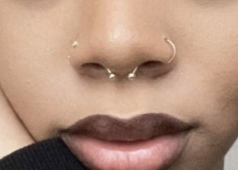 Two Nose Piercings, Nose Peircing, Double Nostril Piercing, Septum Nose Piercing, Double Nose Piercing, Cute Nose Piercings, Pretty Ear Piercings, Face Piercings, Nose Piercings