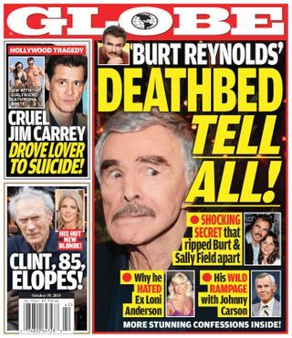 Globe Celebrity Gossip News, Sally Field, Smokey And The Bandit, 50th Birthday Funny, Burt Reynolds, Cool Magazine, Enjoy Reading, Gossip News, Jim Carrey