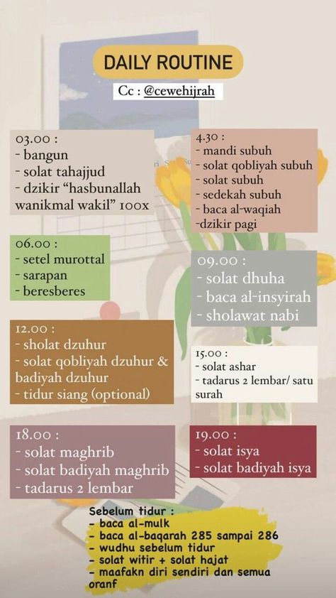 Islamic Daily Routine Schedule, Daily Routine Schedule Muslim, Islamic Daily Routine, Lebaran Outfit, Dress Lebaran, Daily Routine Schedule, Muslim Outfit, Best Quran Quotes, Pray Quotes