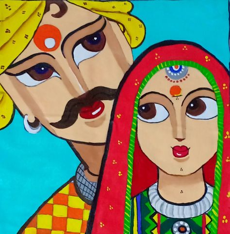 Rajasthani Couple, Bottle Art, Ronald Mcdonald, Hand Embroidery, Princess Zelda, Paintings, Zelda Characters, Embroidery, Fictional Characters