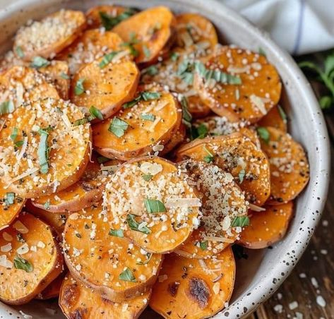 Worlds Best Tasty Recipes | Parmesan Garlic Roasted Sweet Potato Rounds | Facebook Sweet Potato Rounds, Australian Recipes, Potato Rounds, Roasted Sweet Potato, Australian Food, Worlds Best, Roasted Sweet Potatoes, Tasty Recipes, Sweet Potatoes