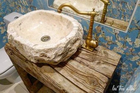 Rustic Bathroom Shower, Travertine Bathroom, Sink For Bathroom, Stone Vessel Sinks, Handmade Farmhouse, Stone Basin, Rustic Stone, Stone Sink, Unique Bathroom