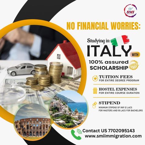 🌍 Dreaming of studying in Italy? 🎓✈️ Explore FREE education opportunities with scholarships! 📚🇮🇹 Don’t miss out on this chance to pursue your academic dreams abroad. Contact us today to learn more! 🌟 #studyinitaly #freeeducation #scholarshipsinitaly #studyabroad #globaleducation #educationalopportunity #highereducation #smioverseaseducation #studentlife #exploreitaly #educationforall #dreambig Italy Study Abroad, Study In Italy, Education Consultant, Explore Italy, Education For All, Study Program, Overseas Education, Global Education, Tuition Fees