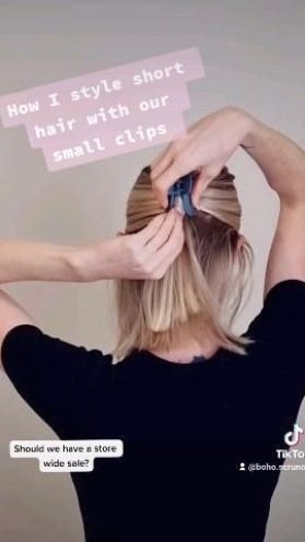 Styling short hair with a claw clip #haircut #hairstyle #hair Clip Hairstyles Short Hair, Claw Clip Hairstyles Short Hair, Woodland Wedding Hair, Styling Short Hair, Claw Clip Hairstyles, Small Hair Claw, Bride Hair Clips, Style Short Hair, Clip Claw