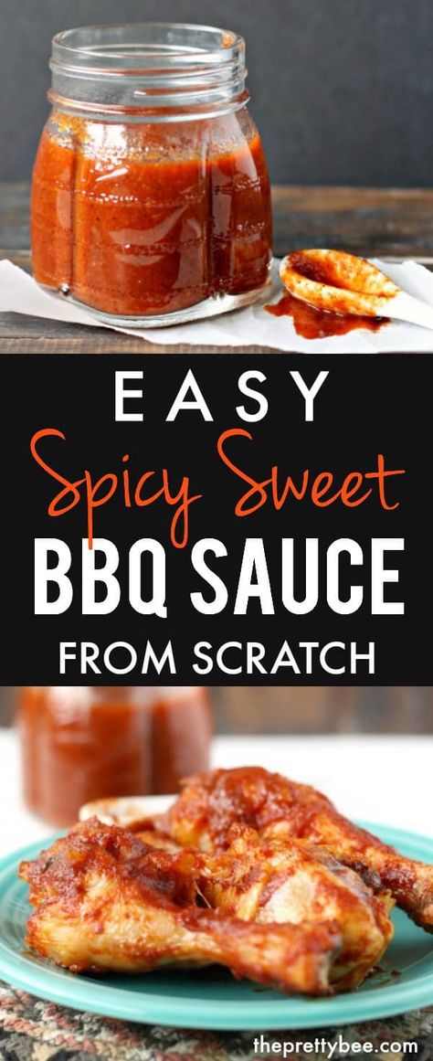 An easy recipe for sweet and spicy homemade barbecue sauce that's gluten free and allergy friendly! #glutenfree #dairyfree #nutfree #bbq Homemade Bbq Sauce Recipe, Homemade Barbecue, Sweet Bbq Sauce, Barbecue Sauce Recipes, Homemade Barbecue Sauce, Barbeque Sauce, Pulled Pork Recipes, Bbq Sauce Recipe, Bbq Sauce Homemade