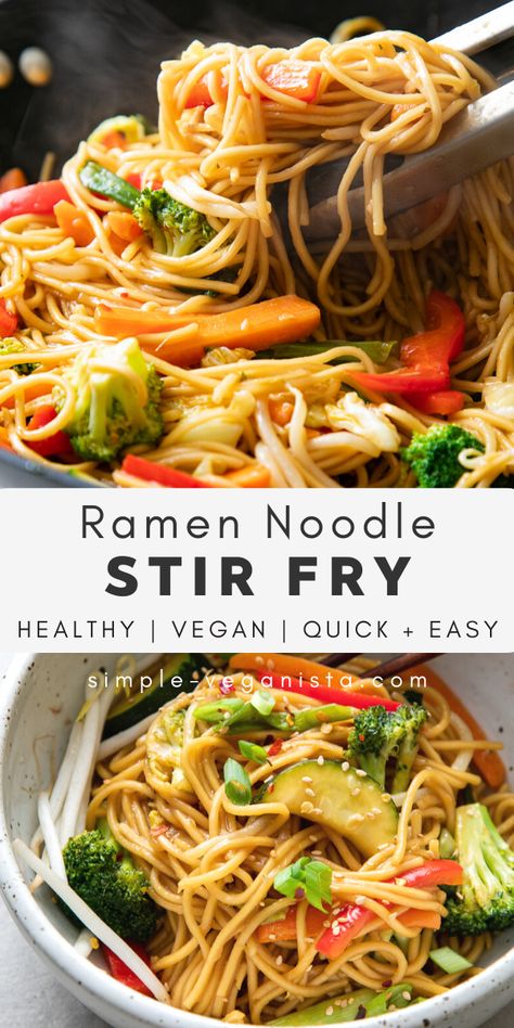 Ramen Noodle Veggie Stir Fry, Easy Veggie Filled Meals, Vegan Ramen Stir Fry, Ramen Veggie Stir Fry, Healthy Noodle Stir Fry, Ramen And Veggies, Healthy Veggie Filled Dinners, Veggie Filled Lunch, Vegetarian Noodle Dishes