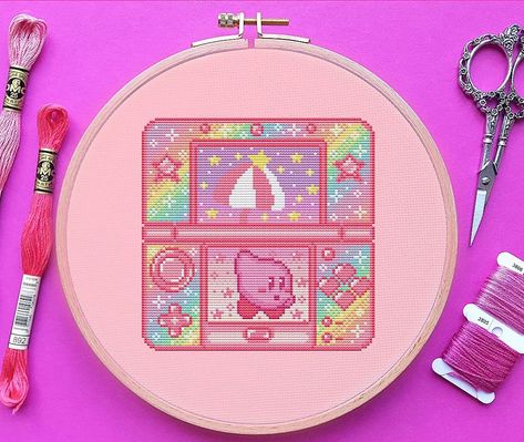 Kirby 3DS Cross Stitch Pattern. 💛💖 Now available, in the Shop. #crossstitch #crossstitchpattern #embroidery #rainbow #pastel #kirby #3ds #retro #craft #photo #photooftheday #pretty #love Kirby Cross Stitch, Embroidery Rainbow, Pixel Pattern, Kirby, Cross Stitch Pattern, Stitch Pattern, Pixel Art, Cross Stitch Patterns, Stitch Patterns