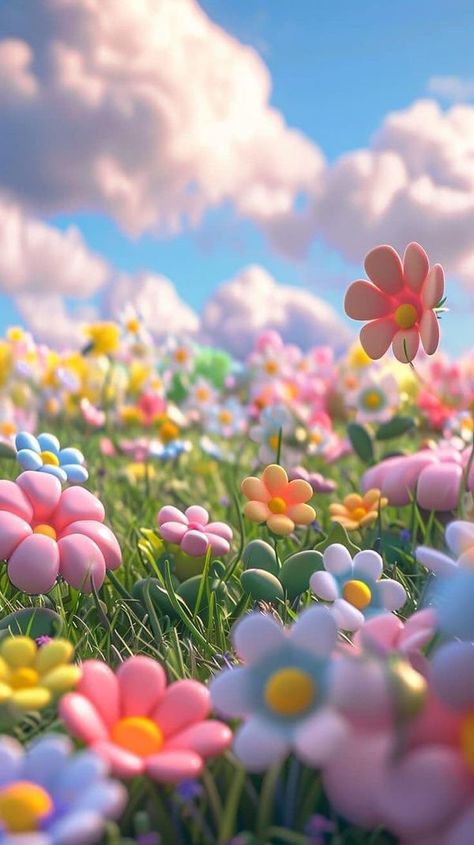 Karyme Moreno Background Cute 16:9, 9 16 Backgrounds, Cartoon Landscape Backgrounds, 3d Art Blender, 3d Flower Background, Flower Concept Art, Floating Landscape, C4d Art, 9:16 Wallpaper