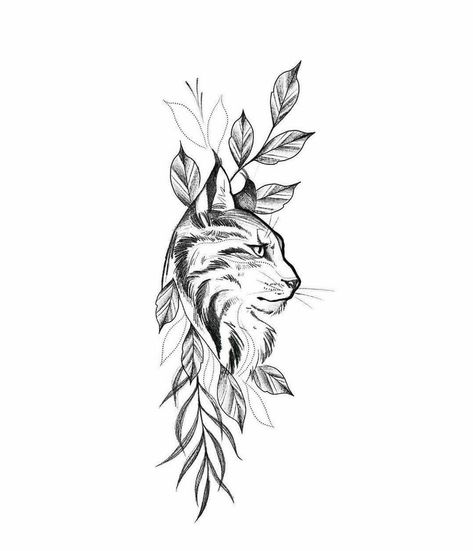 Maincoon Tattoo, Mainecoon Tattoo, Lynx Tattoo Design, Wild Cat Tattoo, Floral Animal Tattoo, Lynx Tattoo, Cat Face Tattoos, Side Hip Tattoos, Big Cat Tattoo