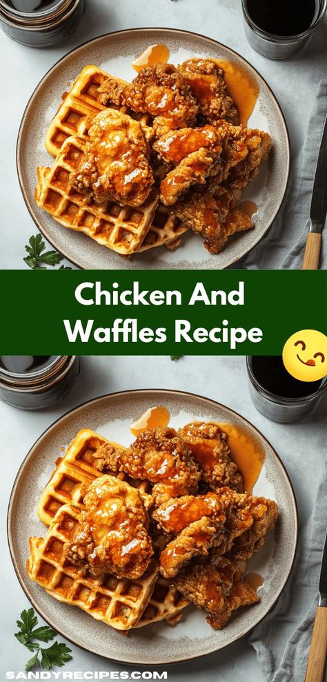 Need a crowd-pleasing meal that’s fun and delicious? Discover this Chicken and Waffles recipe, which features tender chicken and golden waffles. It’s a fantastic choice for family gatherings or weekend brunches! Homemade Chicken And Waffles Recipes, Chicken And Waffles Brunch, Chicken Waffles Recipe, Chicken And Waffles Recipe, Buttermilk Marinated Chicken, Easy Waffle Recipe, Fried Chicken And Waffles, Fluffy Waffles, Waffles Recipe