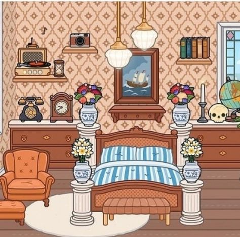 Toca Boca Vintage House, Games To Play With Kids, Free House Design, Aesthetic Bedroom Ideas, Ladies Room, Antique House, Create Your Own World, Therapy Games, Casa Vintage