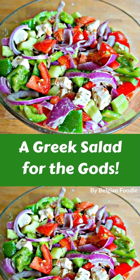 An authentic Greek Salad for the Gods! #salad #healthyrecipes #healthyfood #healthy #healthyliving #mediterranean #belgianfoodie #greek #easyrecipes Geek Salad, Authentic Greek Salad, Salad Greek, Salad Easy, Greek Salad, Side Salad, Easy Salads, Healthy Salad Recipes, Healthy Salads