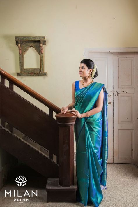 Blue Silk Saree, Elegant Sarees, Indian Sari Dress, Saree Kanchipuram, Wedding Saree Collection, Silk Saree Kanchipuram, Blouses Designs, Sari Dress, Indian Saree Blouses Designs