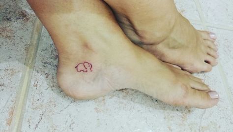 My new baby... wisdom, power, strength, walk together... pink elephant elli... Pink Elephant Tattoo, Red Elephant Tattoo, Little Elephant Tattoos, Heel Tattoos, Small Elephant, Red Ink Tattoos, Walk Together, Elephant Tattoo, Elephant Tattoos