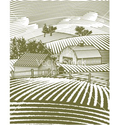 Farm scene landscape vector on VectorStock® Farm Vector, Woodcut Illustration, Landscape Vector, Map Murals, Engraving Illustration, Landscape Quilts, Forest Illustration, Farm Scene, Landscape Artwork