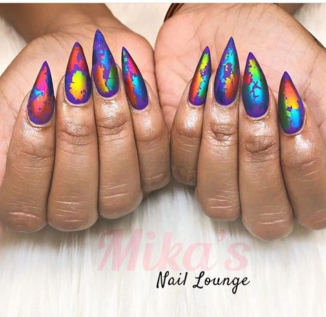 Abstract Foil Nails, Rainbow Foil Nails, Foil Nail Designs, Abstract Nail, Gothic Nails, Glamour Nails, Finger Tips, Foil Nails, Holographic Nails