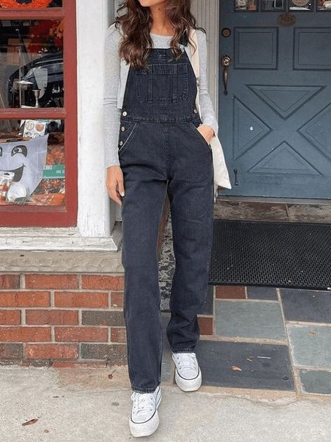 Washed Straight Leg Denim Overall �– AnotherChill Outdoorsy Clothes, Boyfriend Jeans Outfit Summer, Summer Outfit Accessories, Black Denim Overalls, Cutest Clothes, Outfit References, Church Fits, Accessory Inspo, Overalls Outfit