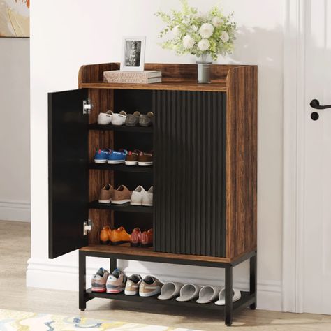 Shoe Cabinet With Doors, Hallway Organization, Slim Shoe Cabinet, Closet Storage Systems, Shoe Rack Organizer, Wooden Shoe Racks, Cabinet With Doors, Shoe Rack Organization, Entryway Hallway