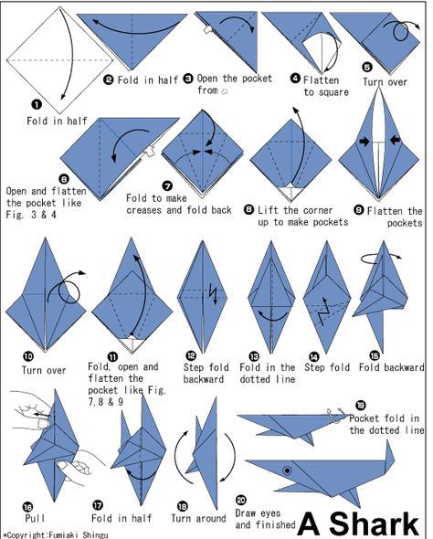 Origami Shark Origami Ocean, Origami Shark, Origami Diagrams, Origami Artist, Kids Origami, Origami For Beginners, Origami Dragon, Origami Fish, Origami Love