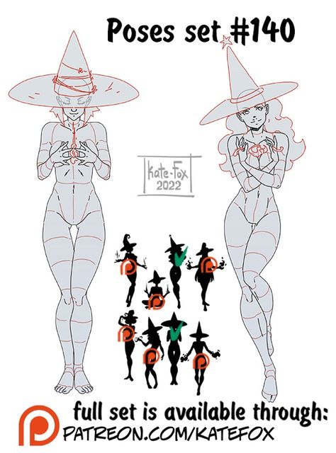 Kate Fox Poses, Witch Pose Reference, Fox Poses, Ych Poses, Expressive Poses, Art Bases, Drawing Help, Body Reference Drawing, Character Base