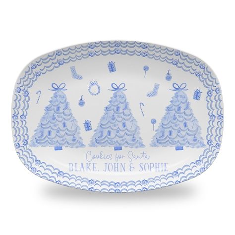 MayflyandJunebug - Etsy Monogram Plate, Christmas Toile, Future Christmas, Christmas Pottery, Holiday Platters, Cookies For Santa Plate, Christmas Platter, Santa Plate, Cookies For Santa