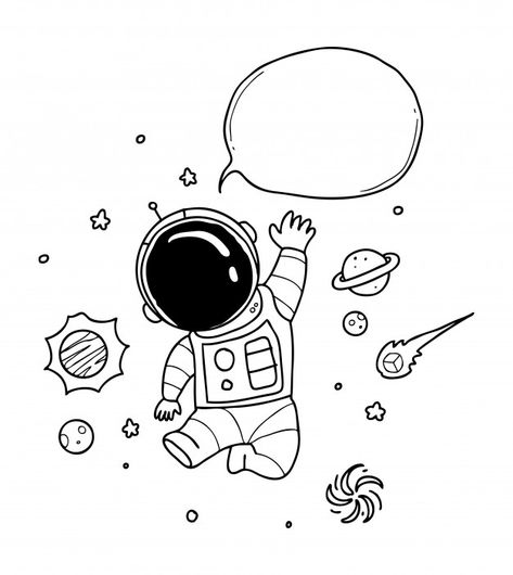 Astronaut balloon speech Premium Vector Astronaut Balloon, Astronaut Drawing, Space Doodles, Astronaut Cartoon, Planet Drawing, Cute Astronaut, Space Drawings, Astronaut Art, Doodle Art Drawing